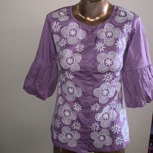 Almatrichi lavender Embroidered boho top NWT Spain